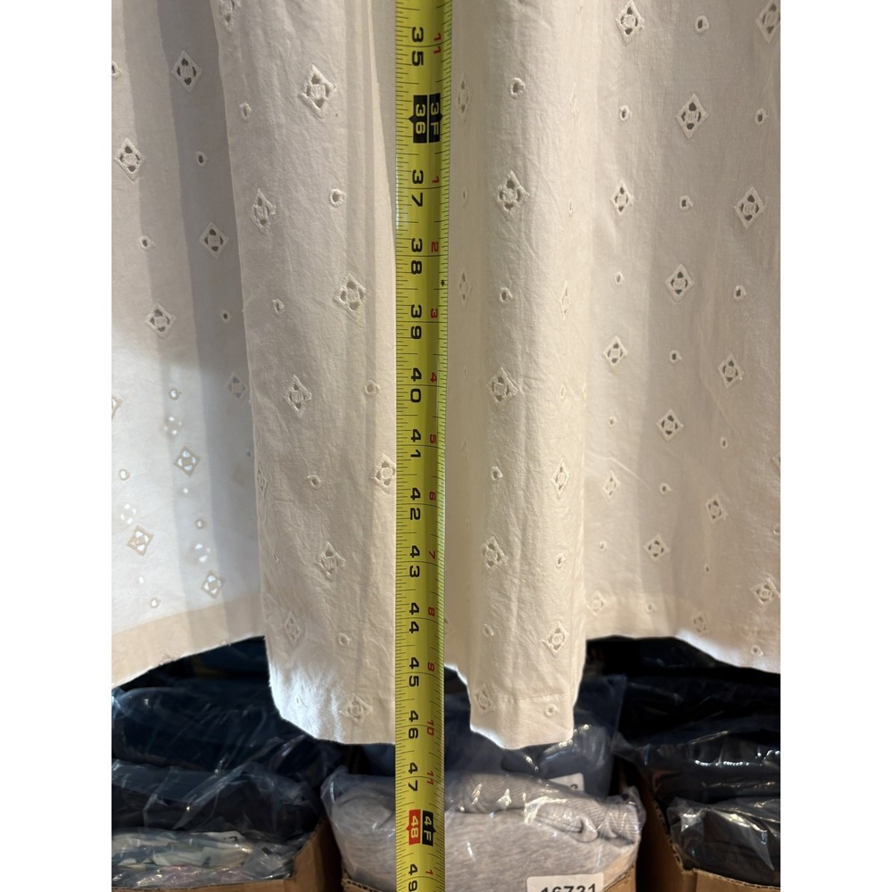 Doen Dress Womens XS White Eyelet Embroidered Cotton Bell Sleeve Midi Boho India - Picture 9 of 11